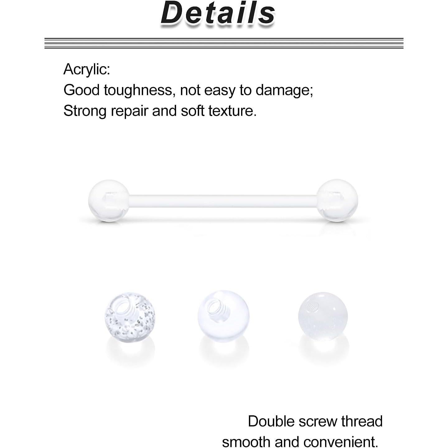 Anillo de Lengua y Retenedor de Piercing Ocptiy 14G 14-25mm