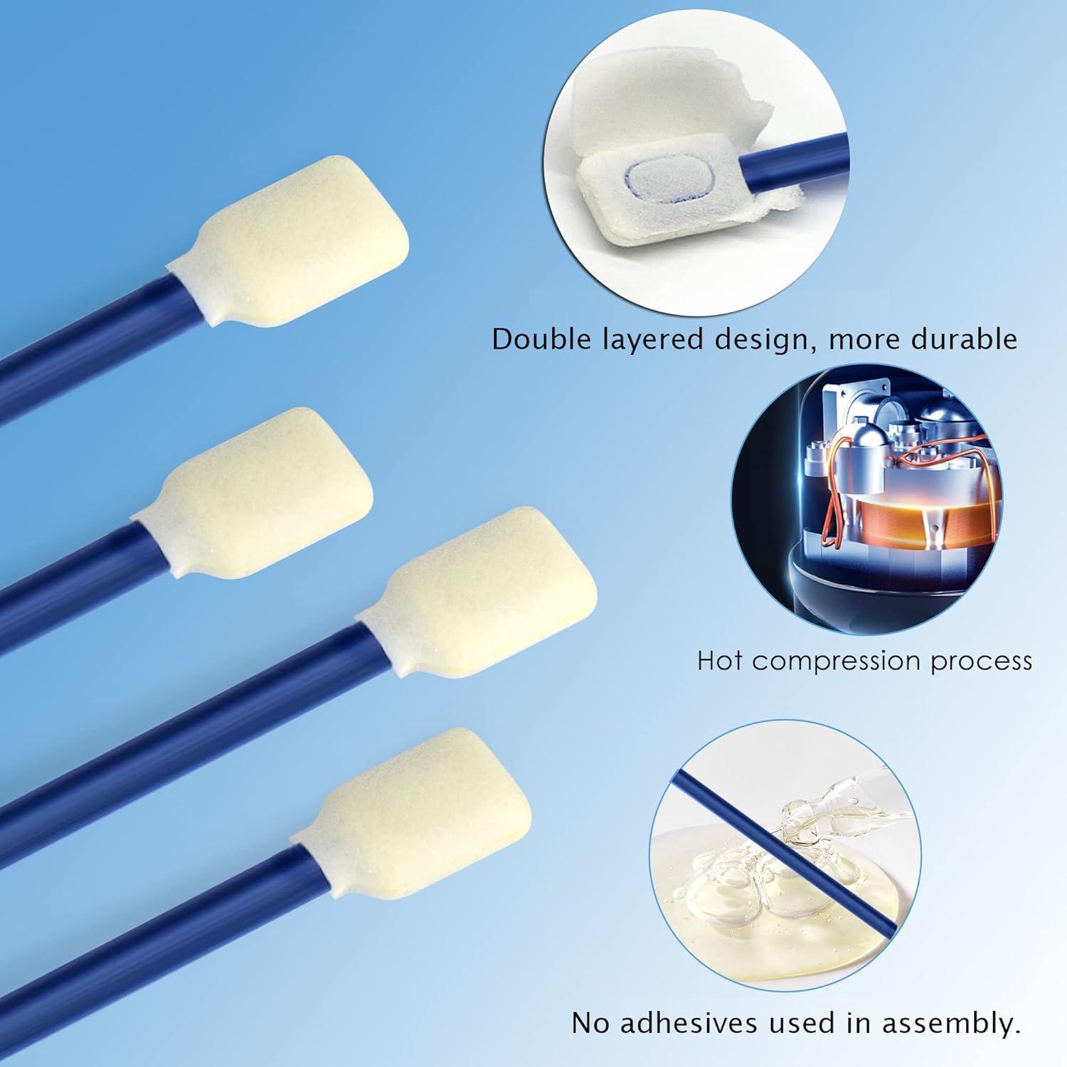 Hisopos de Espuma Wellgler 130mm Sin Pelusa 50pcs Azul Marino