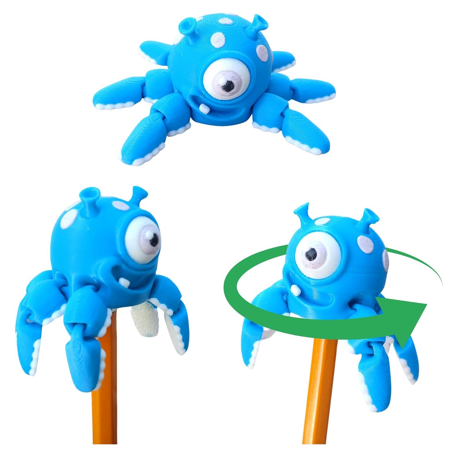 Tapa de Lápiz Alienígena Articulada 3D Azul - Alivio TDAH