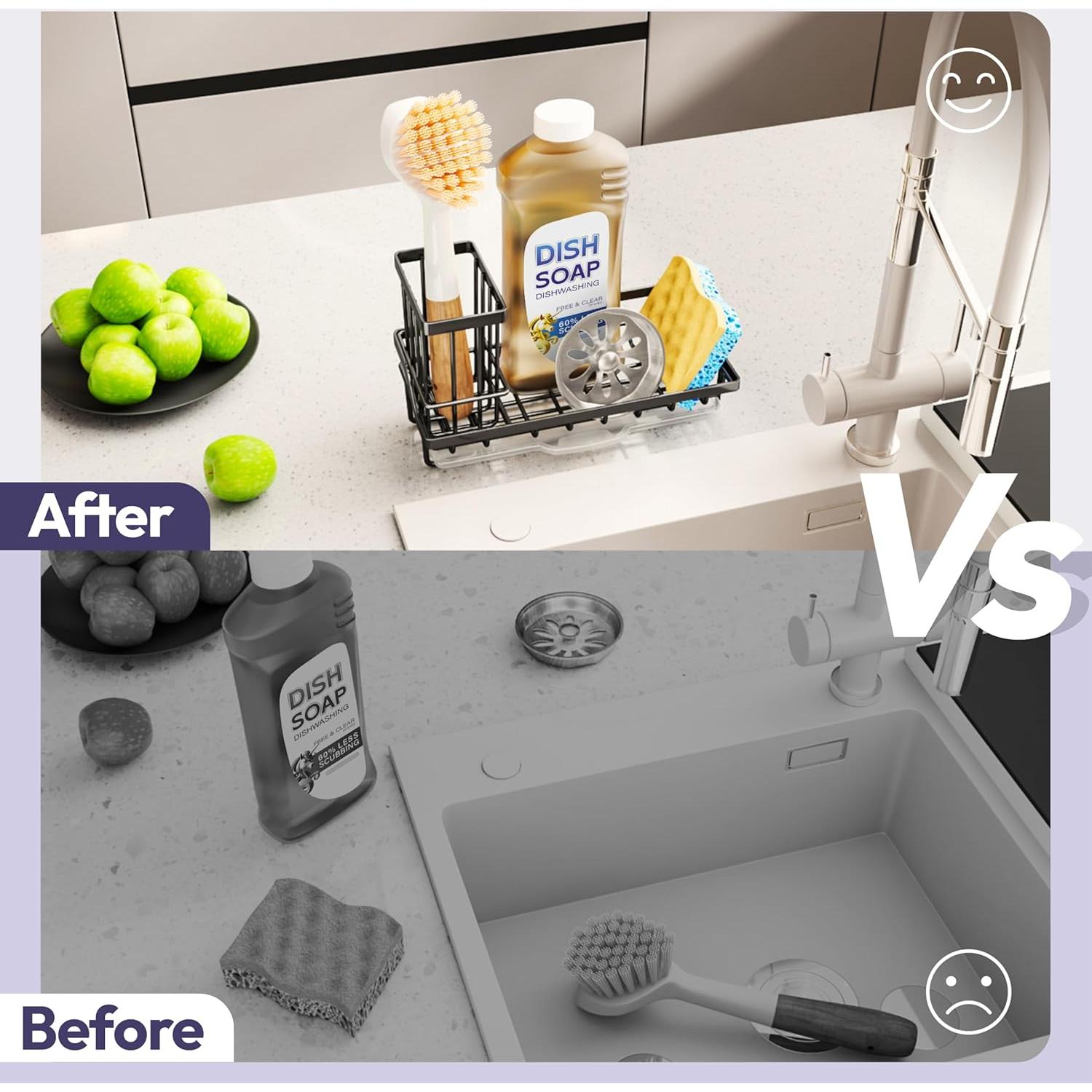 Soporte para Esponjas de Fregadero SWTYMIKI Acero Inoxidable Negro