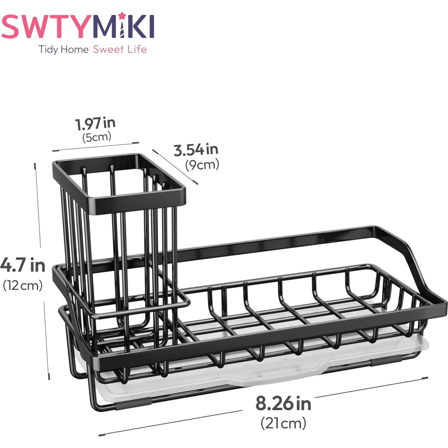 Soporte para Esponjas de Fregadero SWTYMIKI Acero Inoxidable Negro