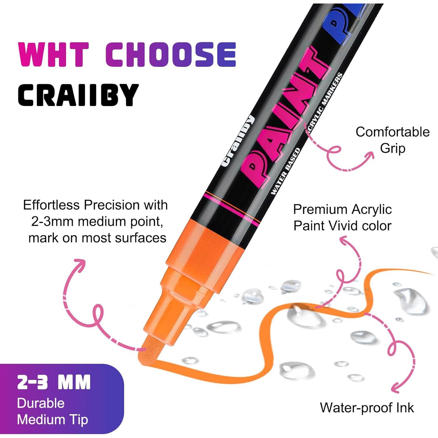Marcadores de Pintura Permanente Craiiby - Paquete de 2, Negro