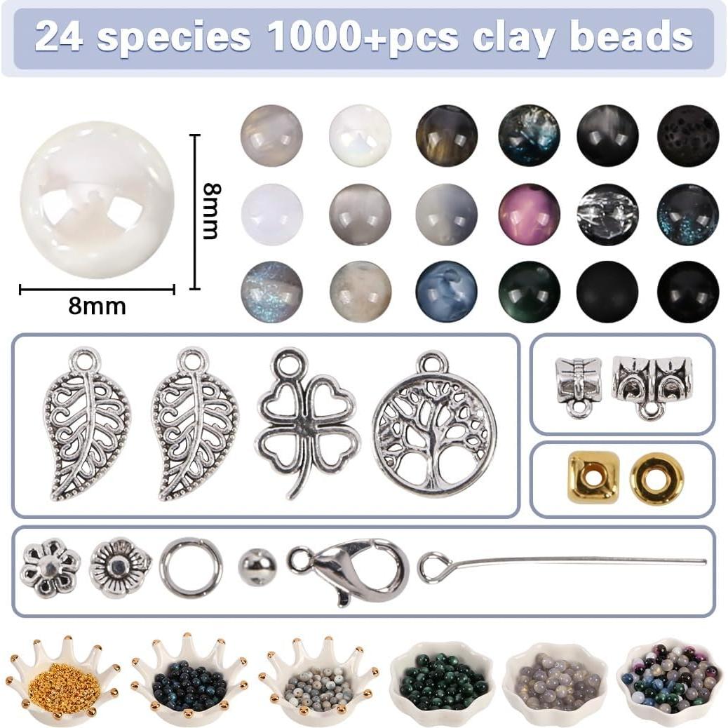 Kit de Perlas de Vidrio RUOMOXI Y 450 Piezas 8mm para Joyas
