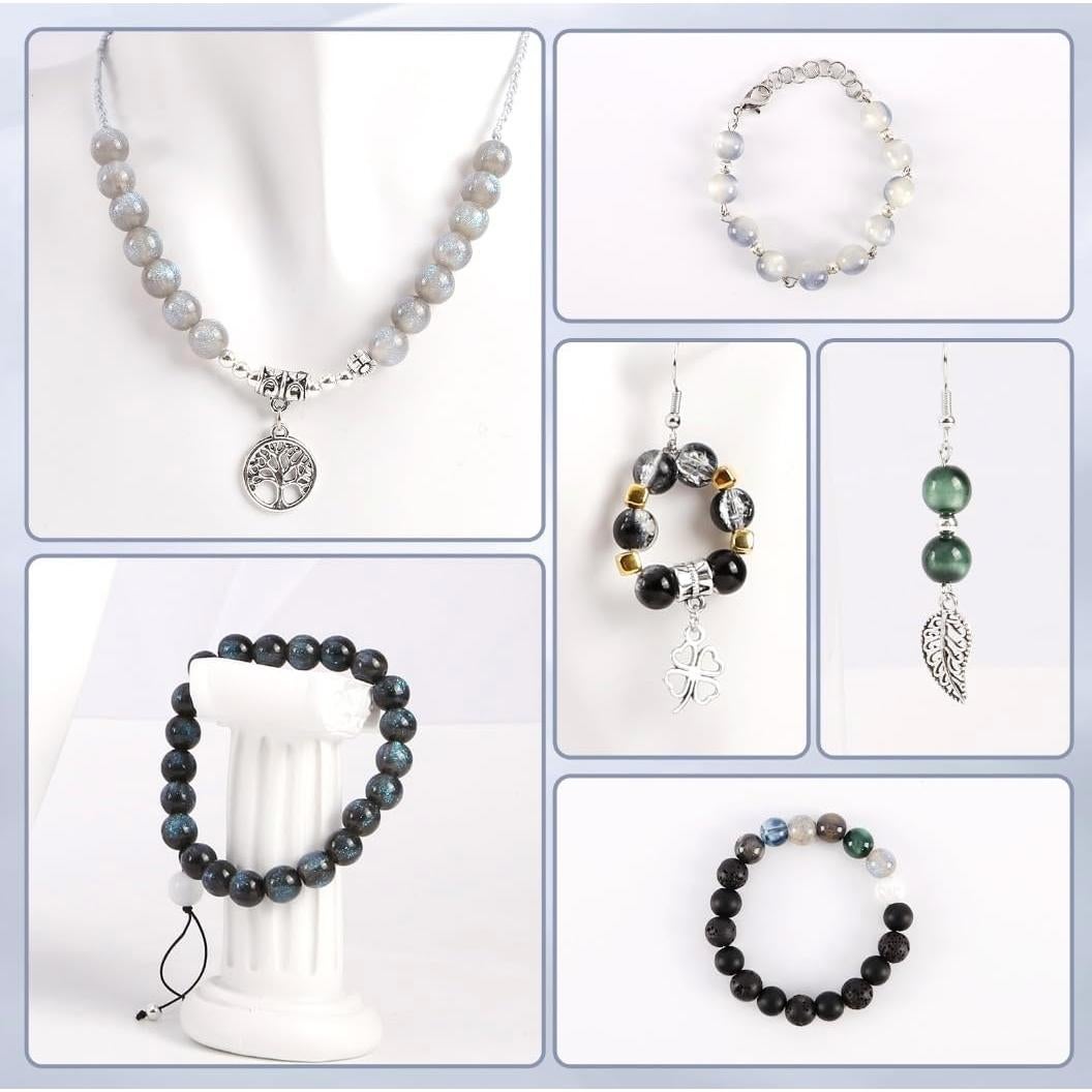 Kit de Perlas de Vidrio RUOMOXI Y 450 Piezas 8mm para Joyas