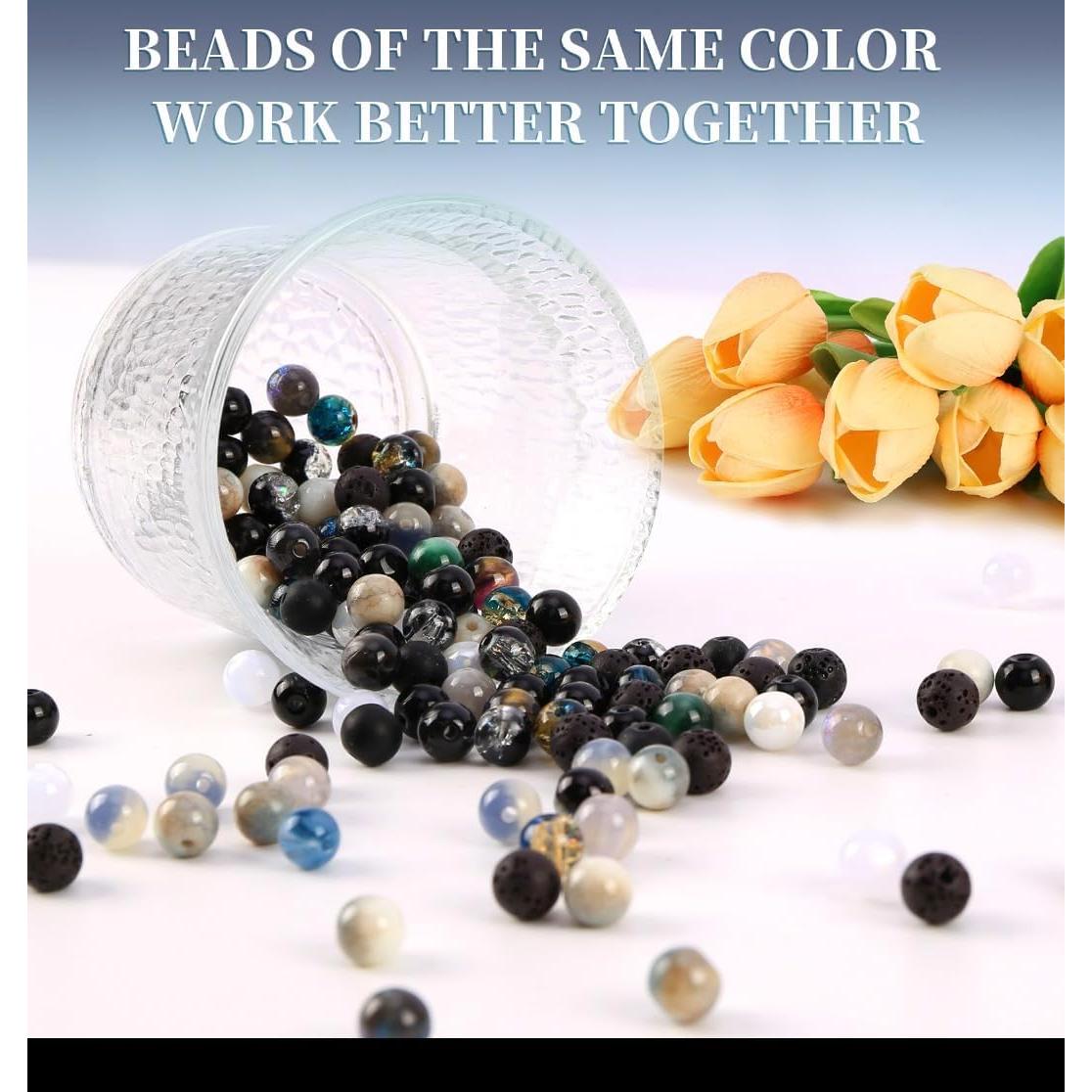 Kit de Perlas de Vidrio RUOMOXI Y 450 Piezas 8mm para Joyas