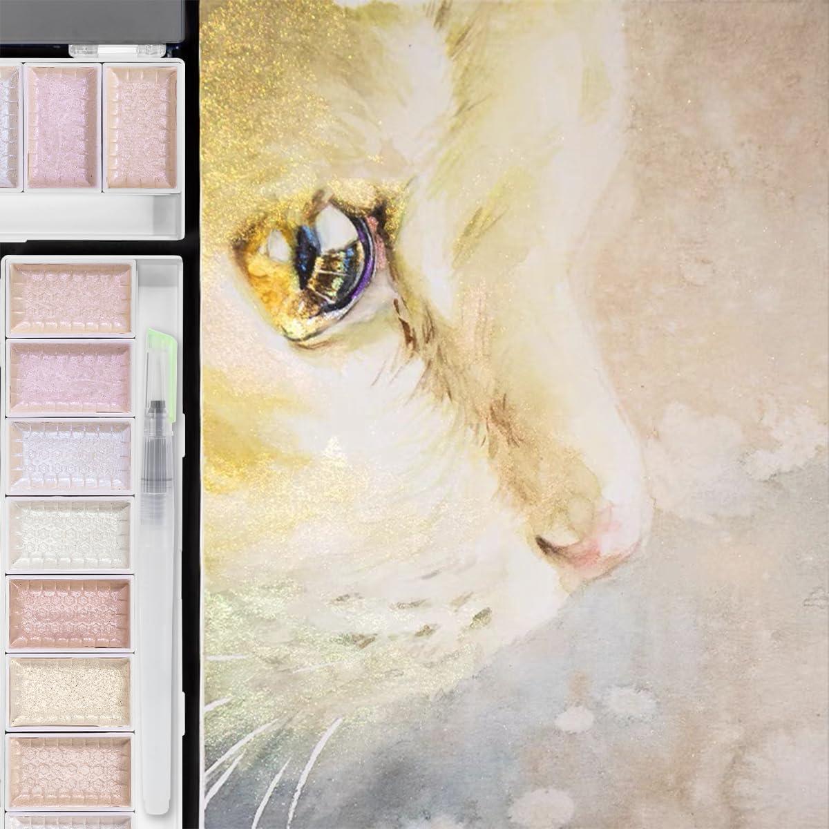 Set de Acuarelas Metálicas LIGHTWISH 8 Colores Aurora con Pincel