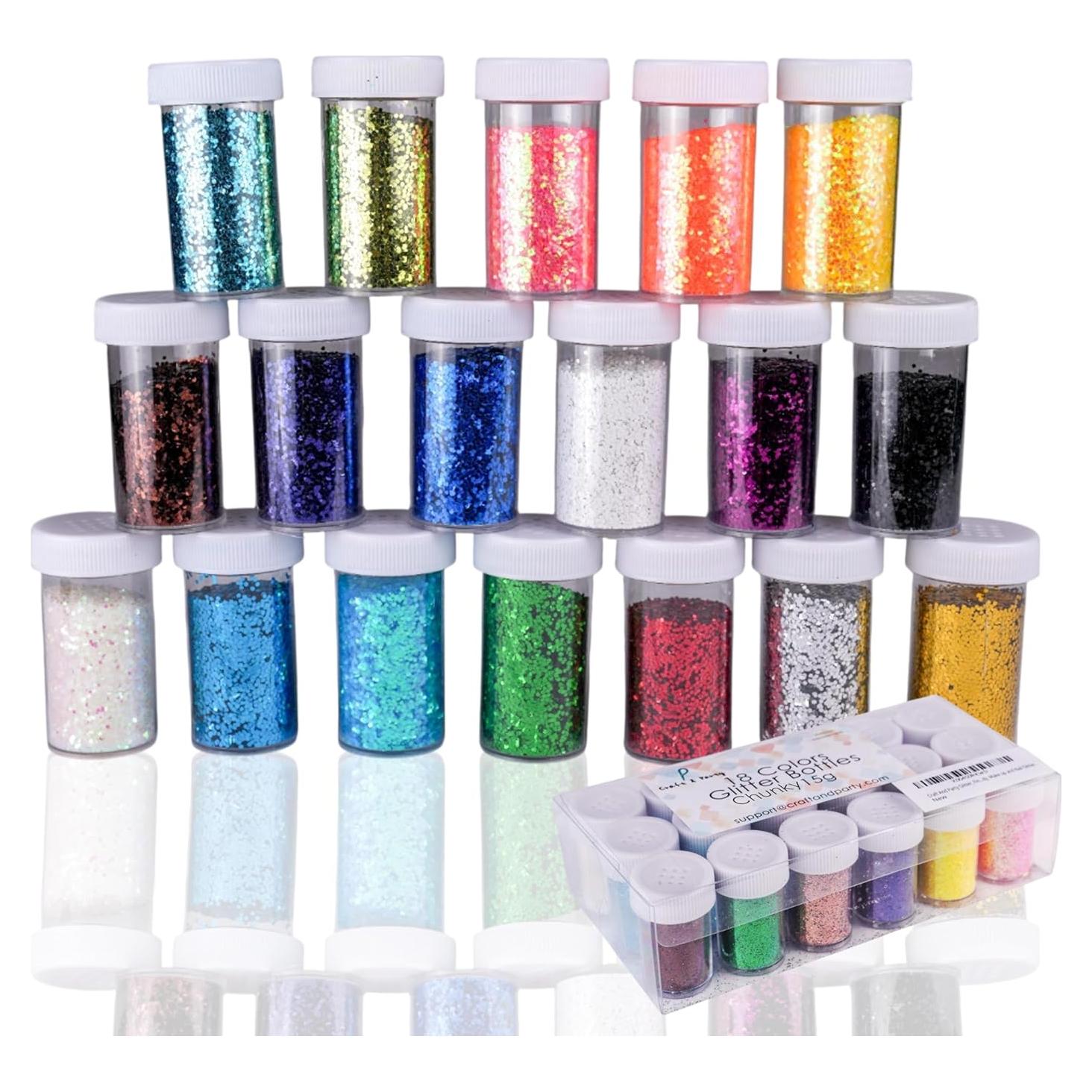 Purpurina Gruesa Craft And Party - 18 Tarros Colores Asortidos