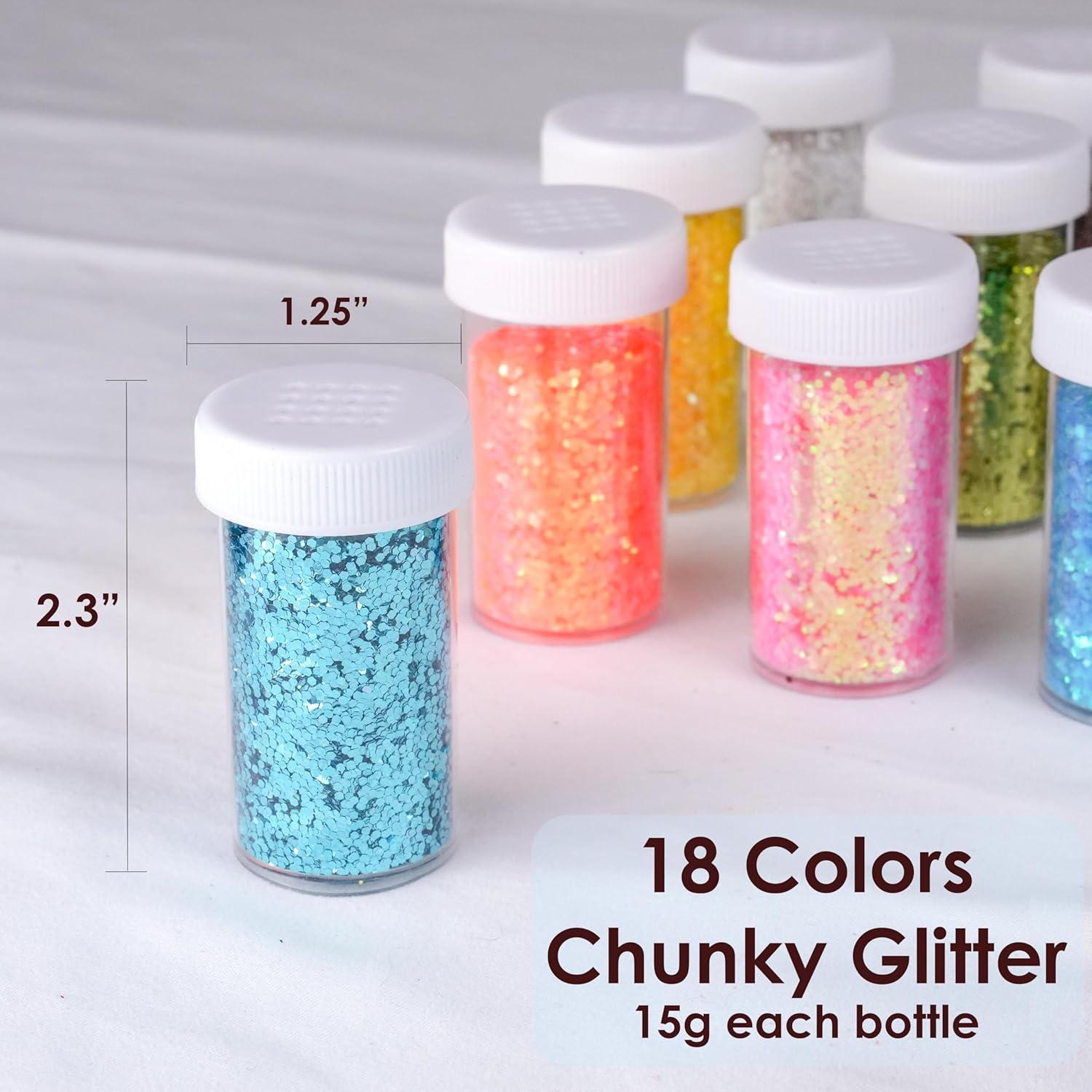 Purpurina Gruesa Craft And Party - 18 Tarros Colores Asortidos