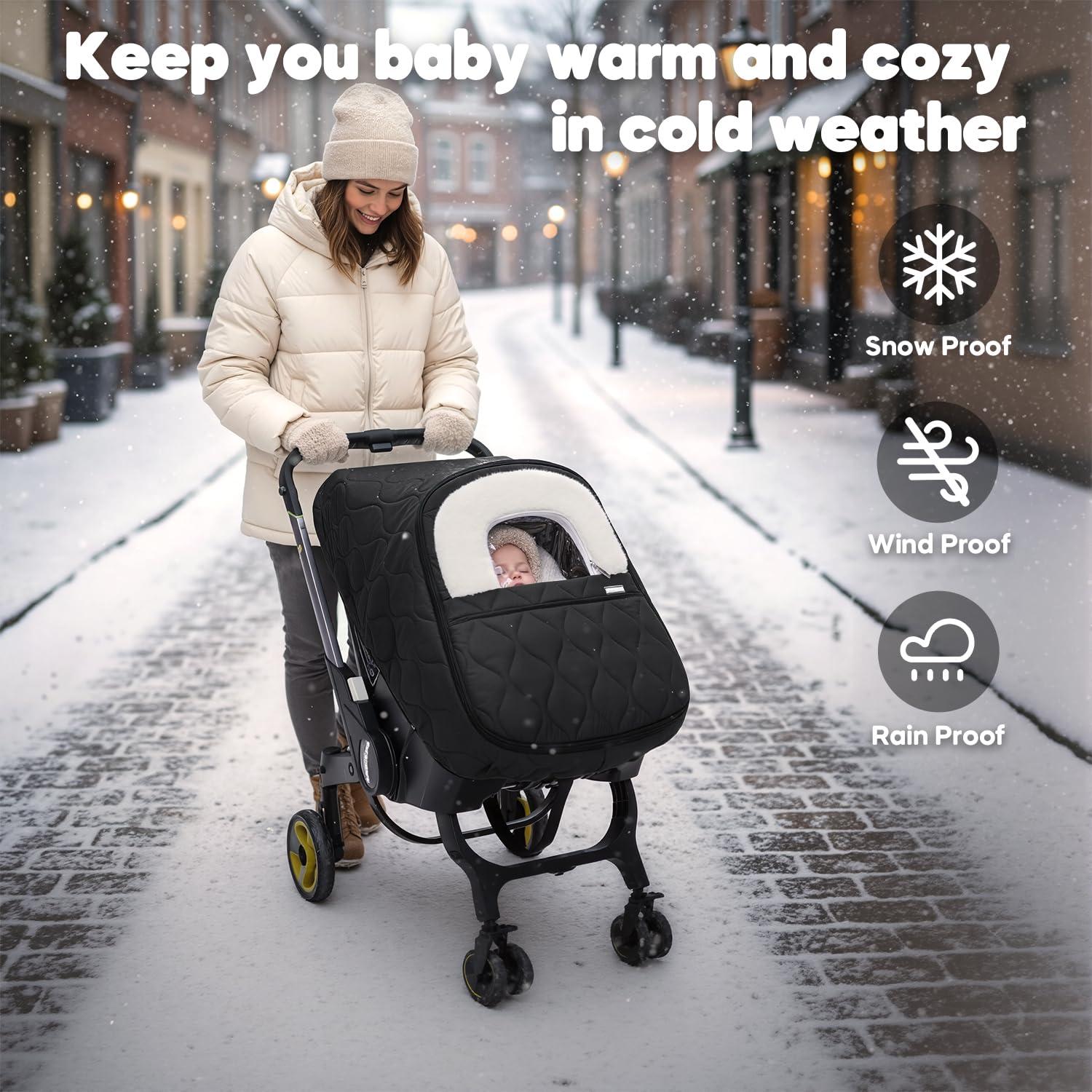 Cubierta de Asiento de Coche para Bebé Invierno Mamatepe Negra