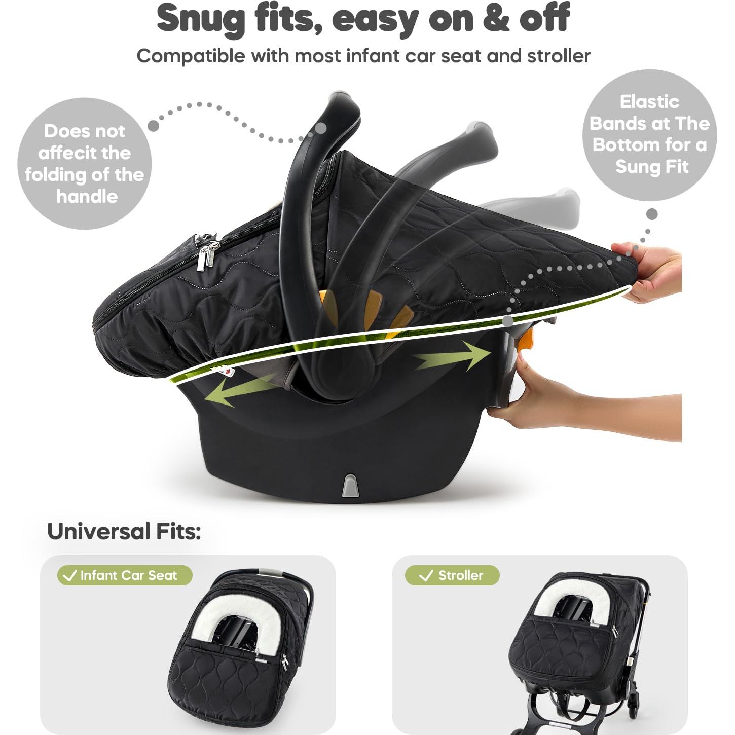 Cubierta de Asiento de Coche para Bebé Invierno Mamatepe Negra