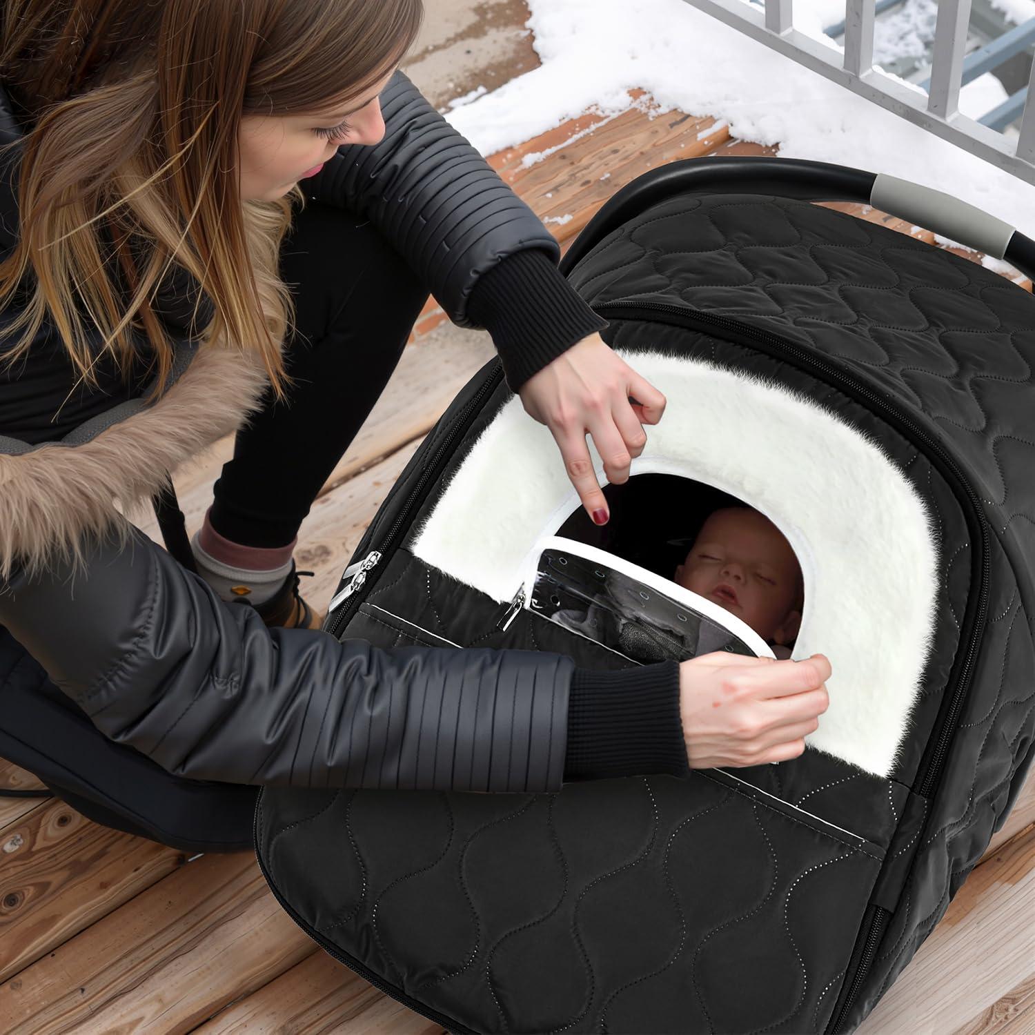 Cubierta de Asiento de Coche para Bebé Invierno Mamatepe Negra