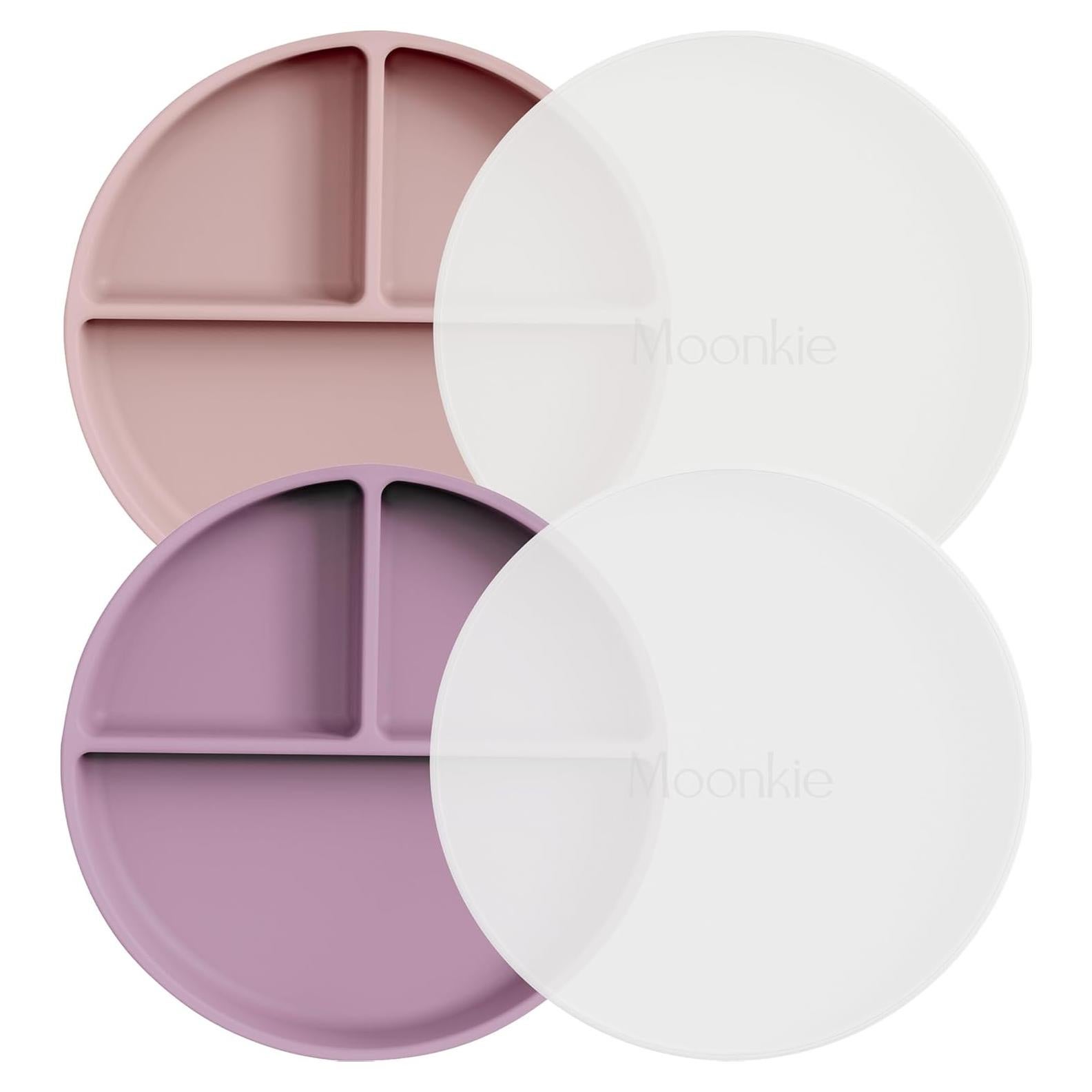 Platos de Succión Moonkie 2 Pcs Rosa Pálido Silicona BPA Libre