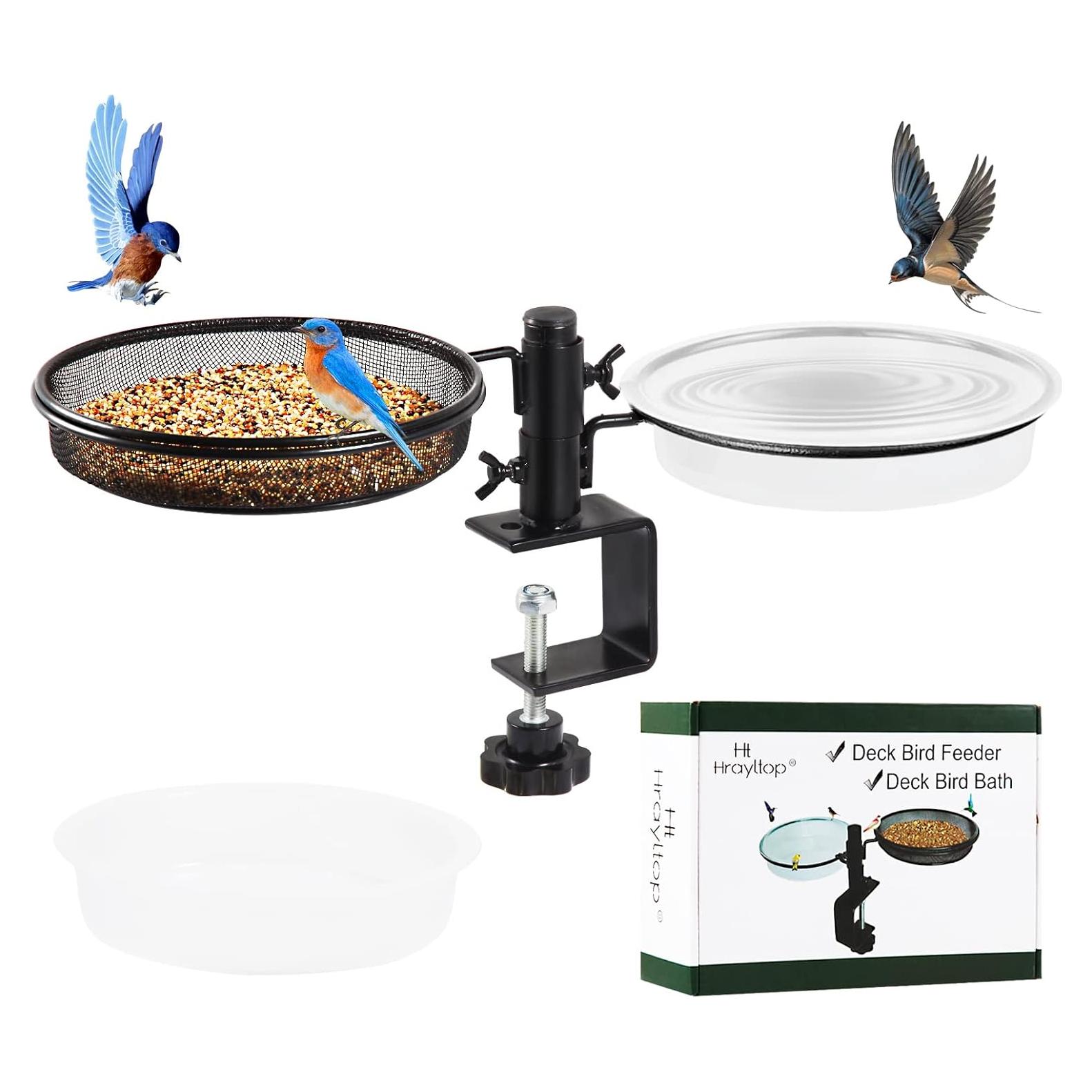 Comedero para Aves HRAYLTOP de Terraza con 2 Cuencos de Agua