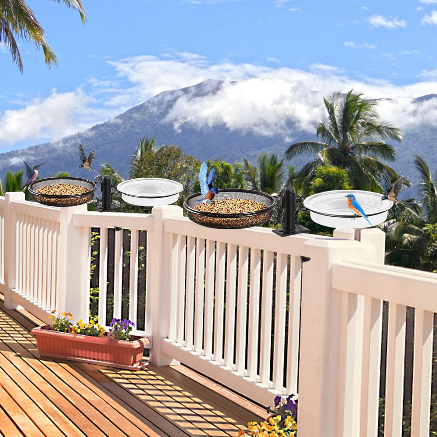 Comedero para Aves HRAYLTOP de Terraza con 2 Cuencos de Agua