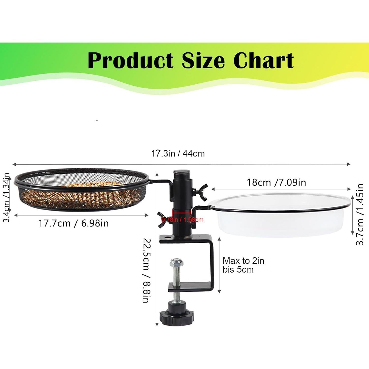 Comedero para Aves HRAYLTOP de Terraza con 2 Cuencos de Agua