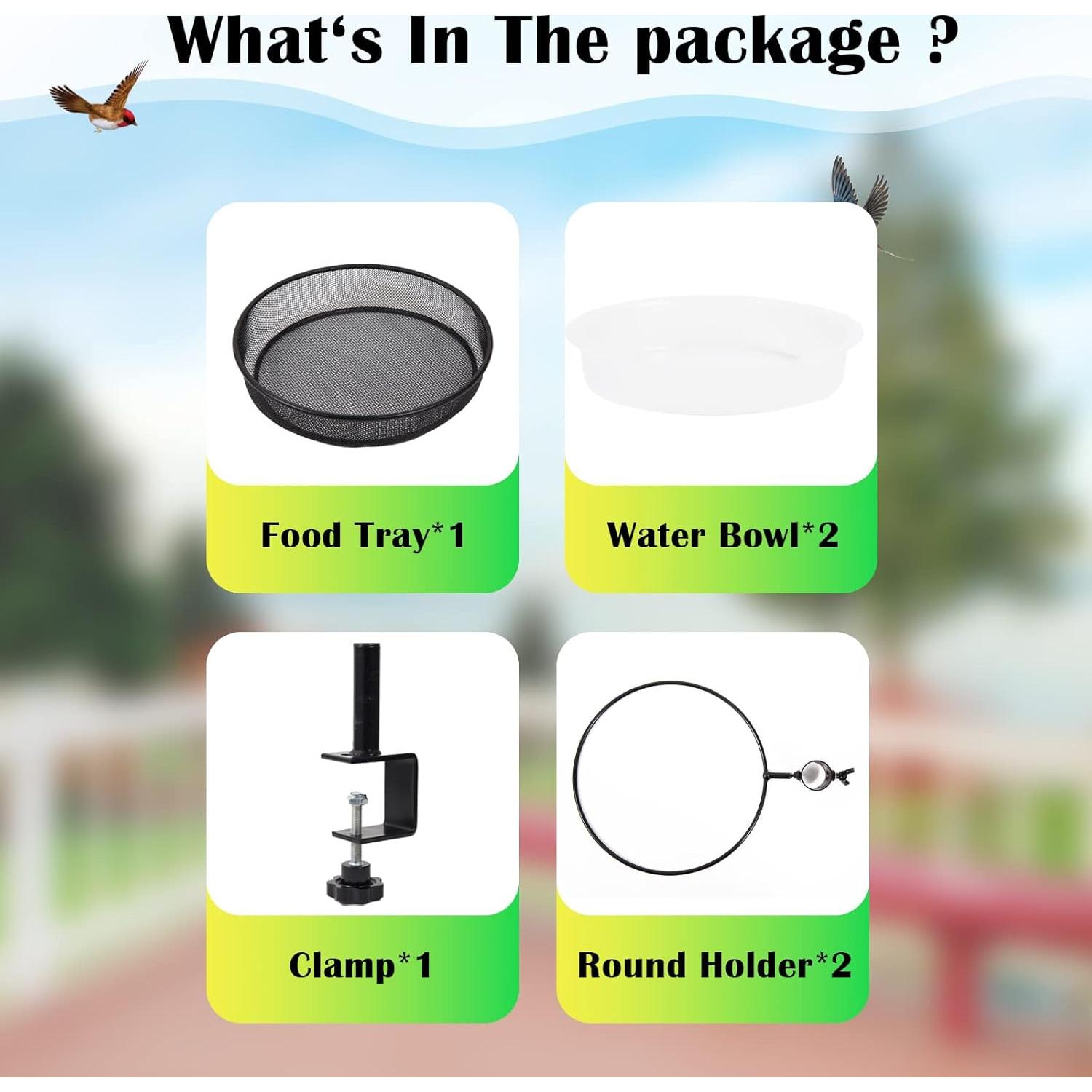 Comedero para Aves HRAYLTOP de Terraza con 2 Cuencos de Agua