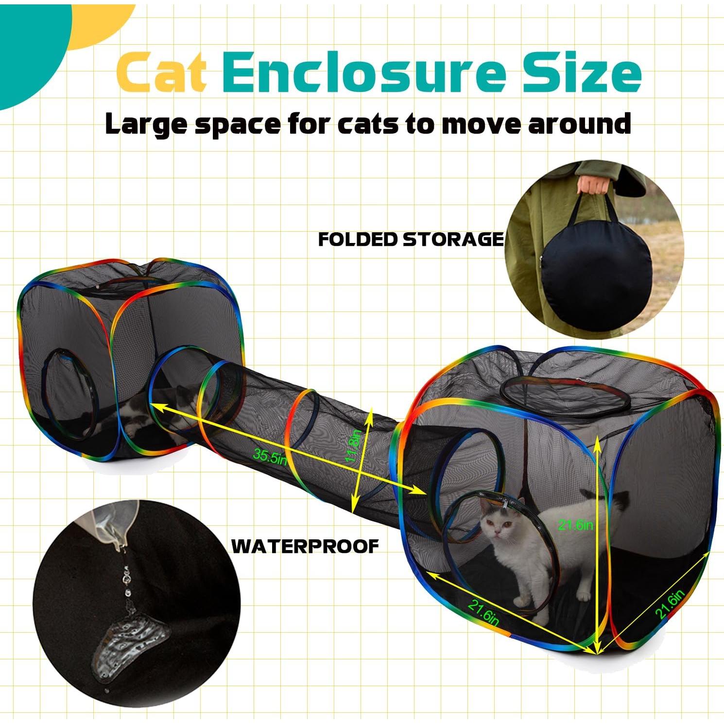 Parque para Gatos LUCKITTY con 2 Cubos y Túnel, Exterior