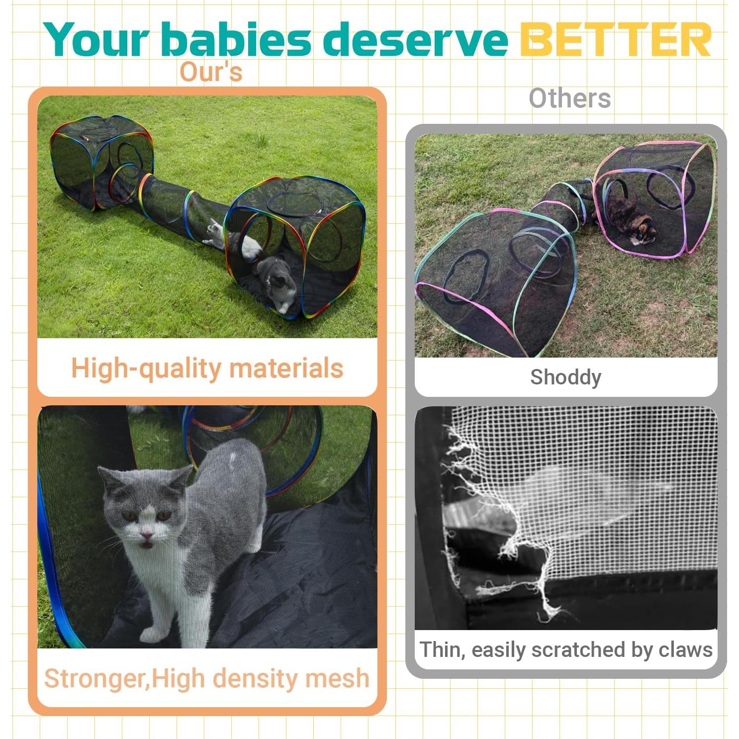 Parque para Gatos LUCKITTY con 2 Cubos y Túnel, Exterior