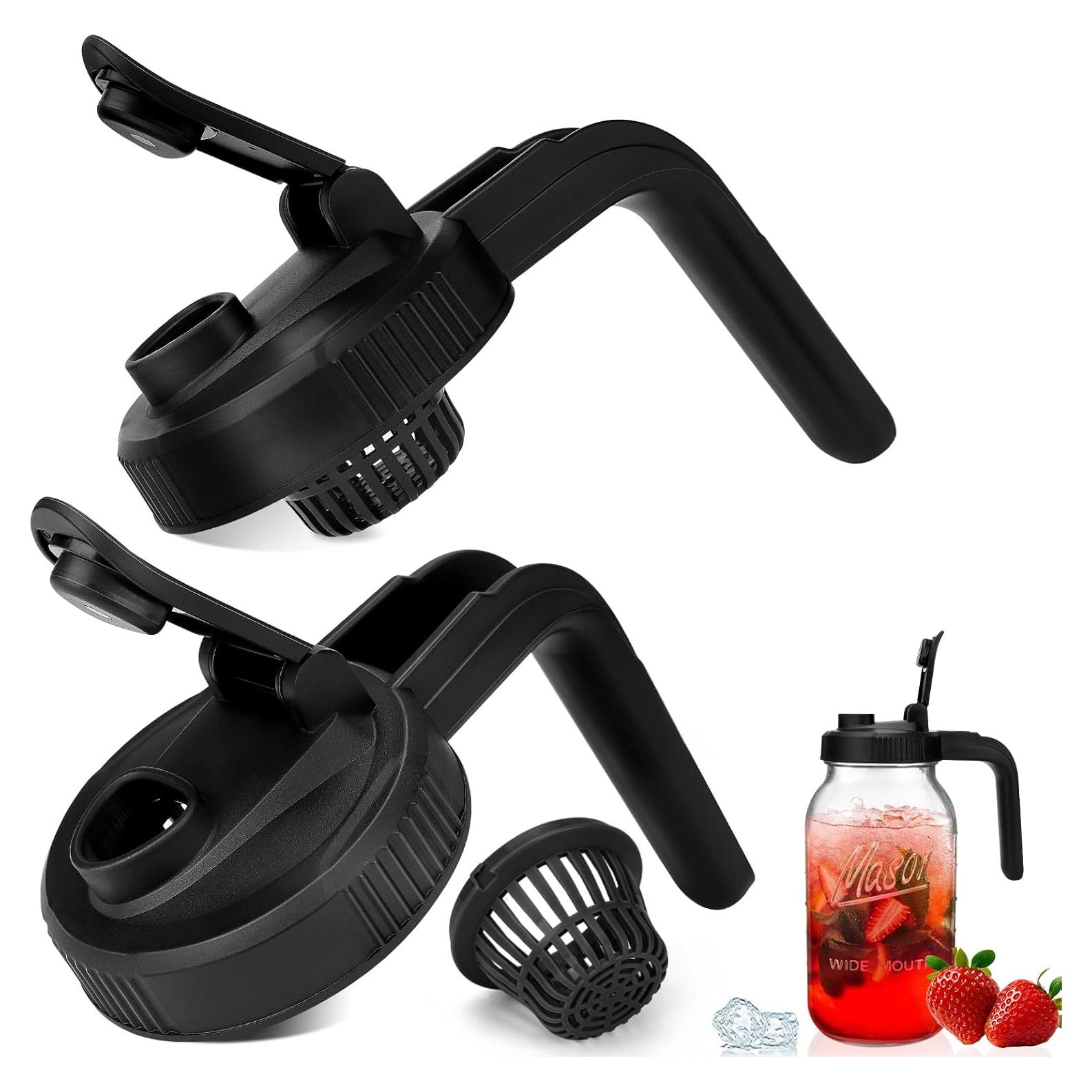 Tapa de Vertedor UUGLAM para Tarro Mason, Paquete de 2, Negro