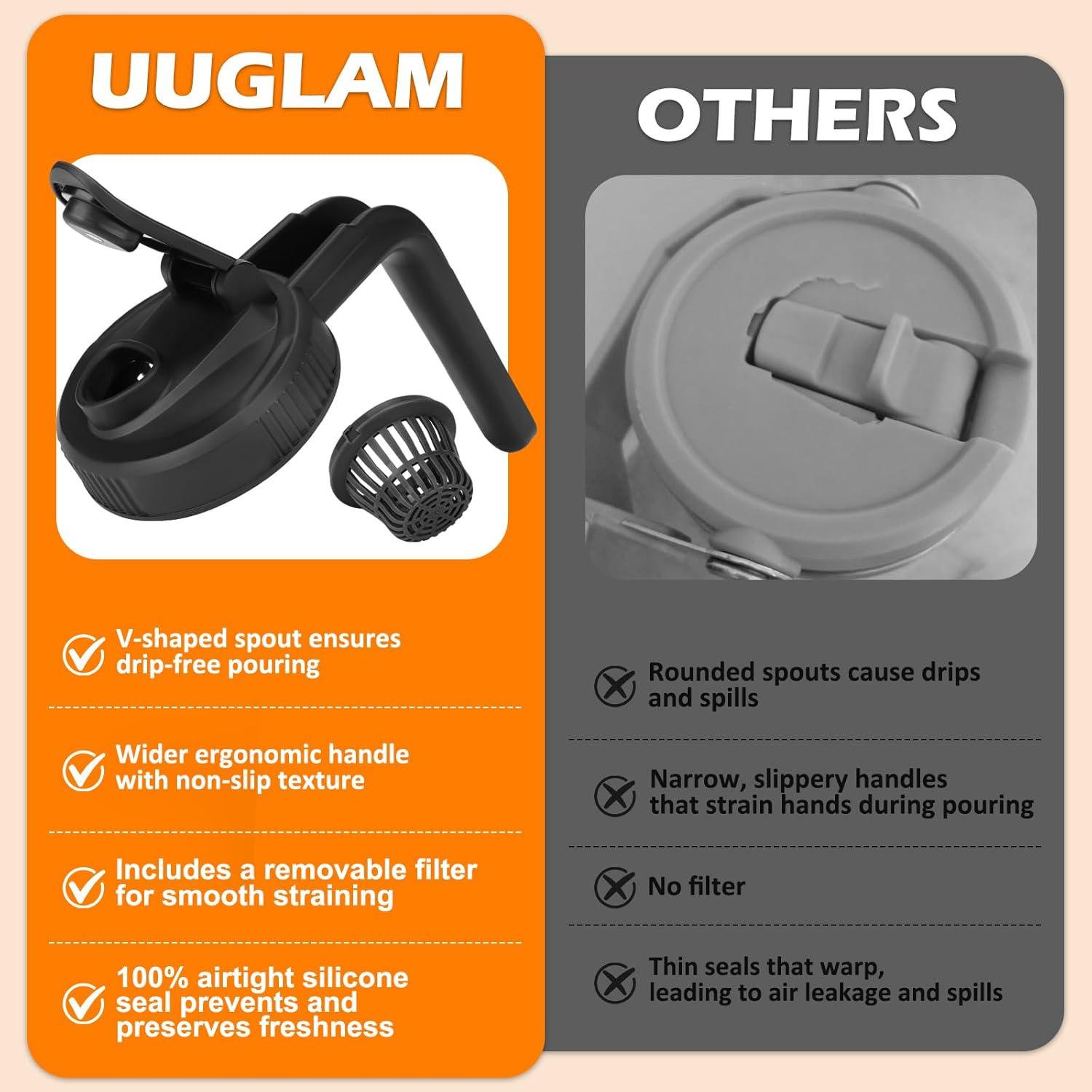 Tapa de Vertedor UUGLAM para Tarro Mason, Paquete de 2, Negro