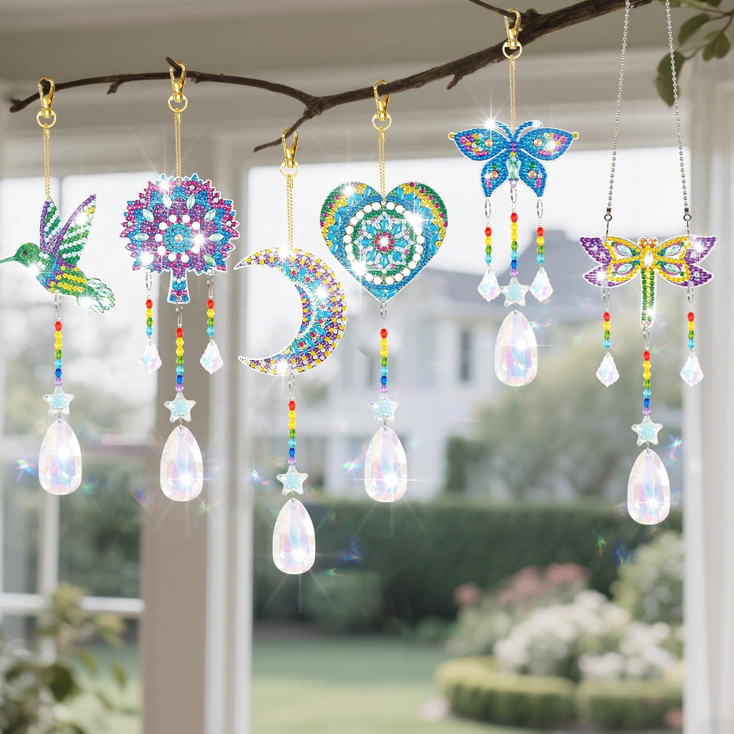 Móvil de Viento 3D DIY YUNVI 6 Pcs Pinturas de Diamantes