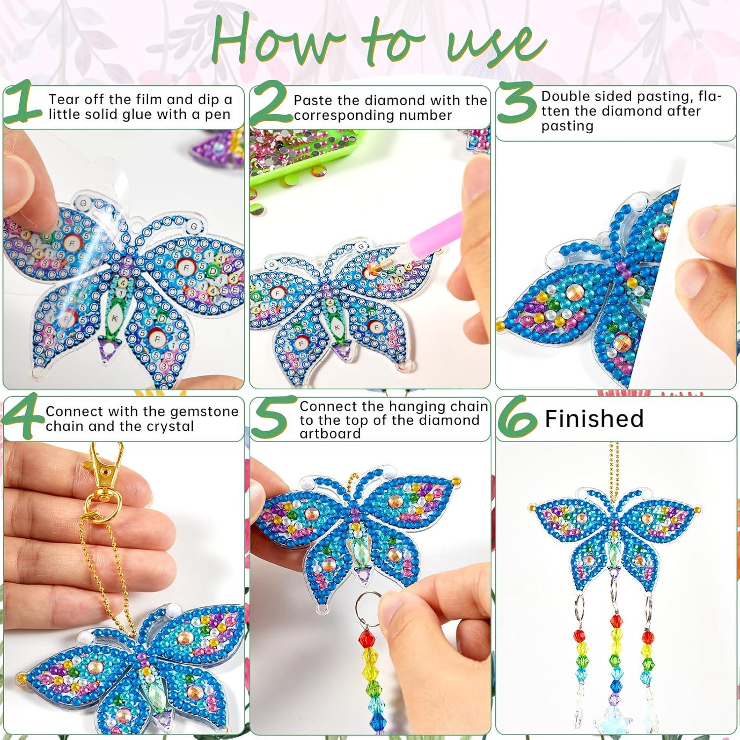 Móvil de Viento 3D DIY YUNVI 6 Pcs Pinturas de Diamantes