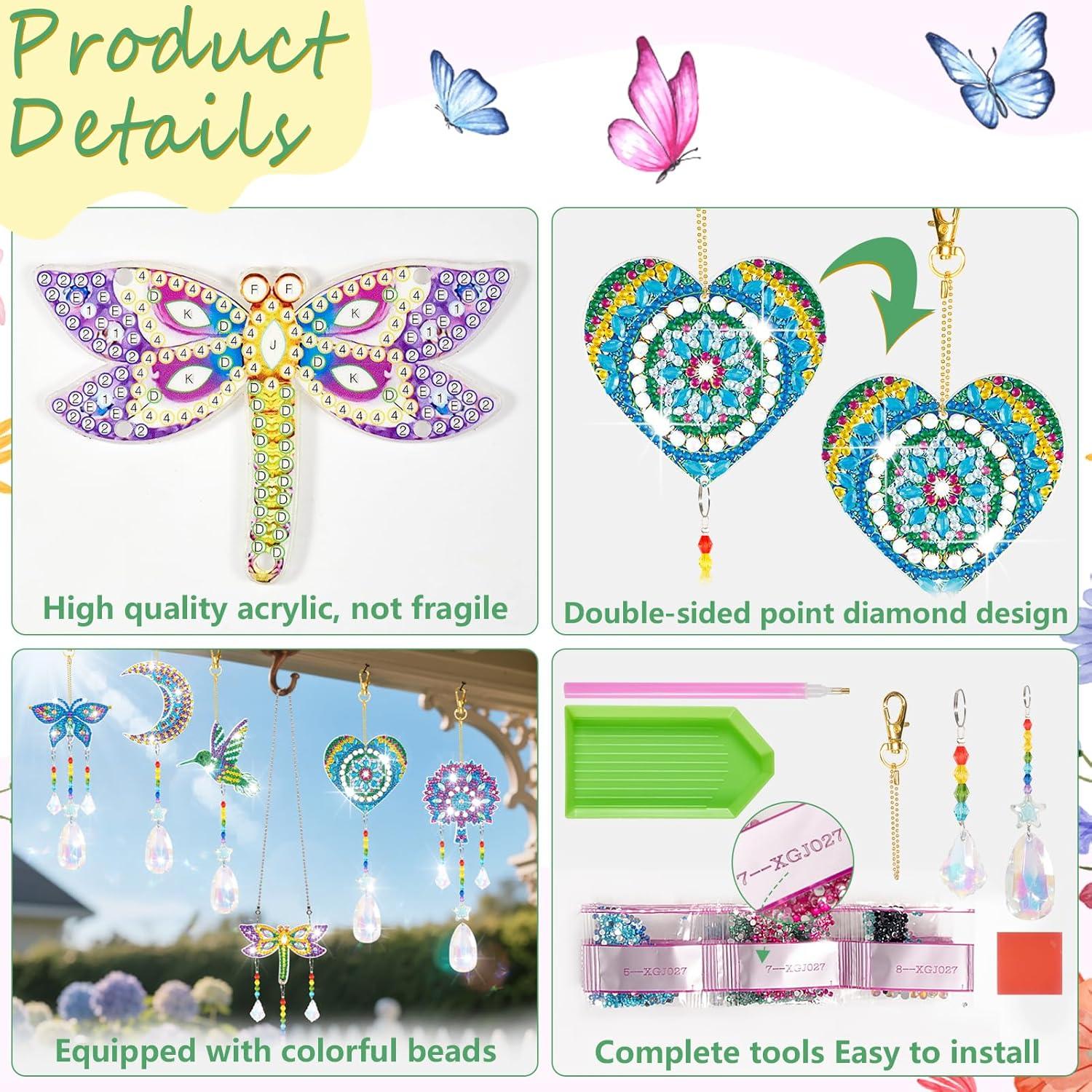 Móvil de Viento 3D DIY YUNVI 6 Pcs Pinturas de Diamantes