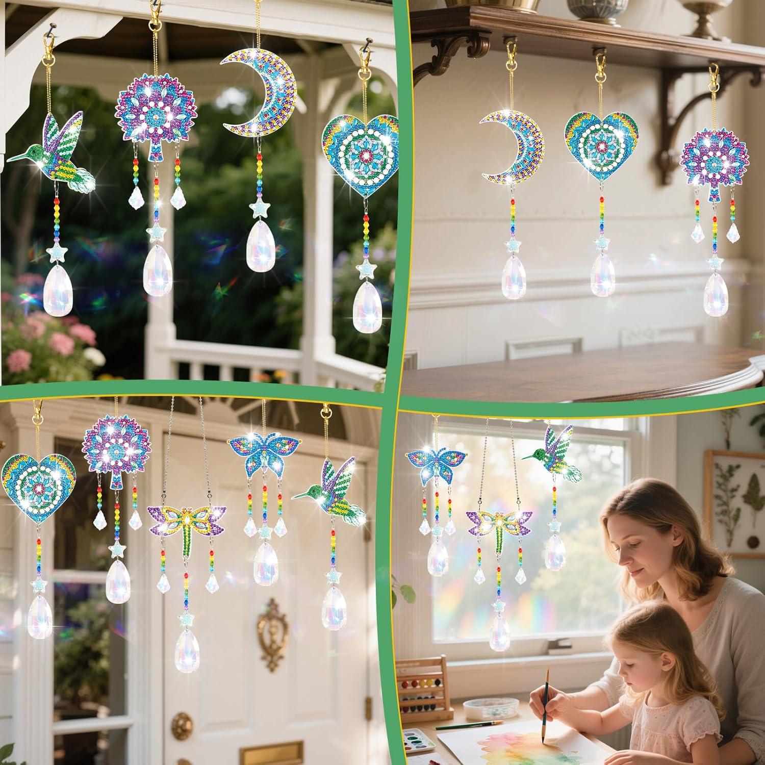 Móvil de Viento 3D DIY YUNVI 6 Pcs Pinturas de Diamantes