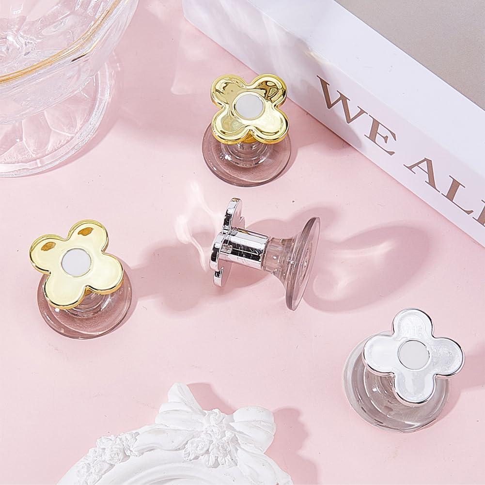 Botones de Inodoro en Forma de Flor GORGECRAFT 4PCS Dorado Plateado