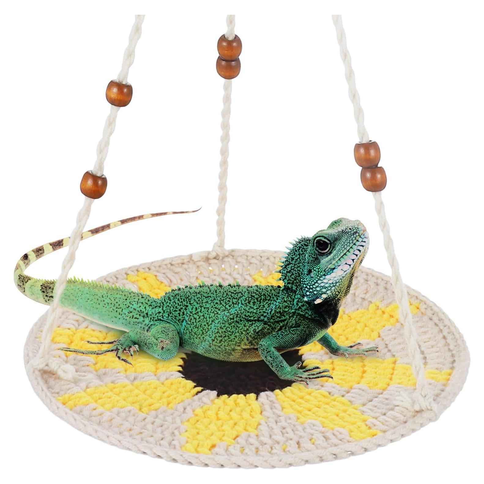 Hamaca para Reptiles Jspupifip 21x45cm Beige y Amarillo