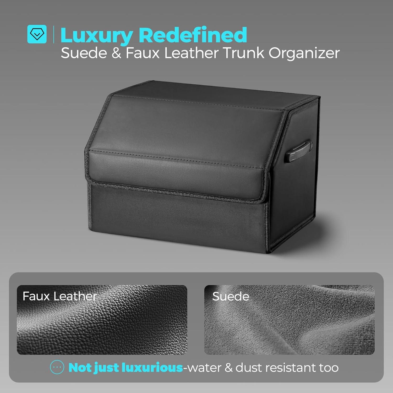 Organizador de Maletero Fyzeoty de Cuero Plegable 39L Negro