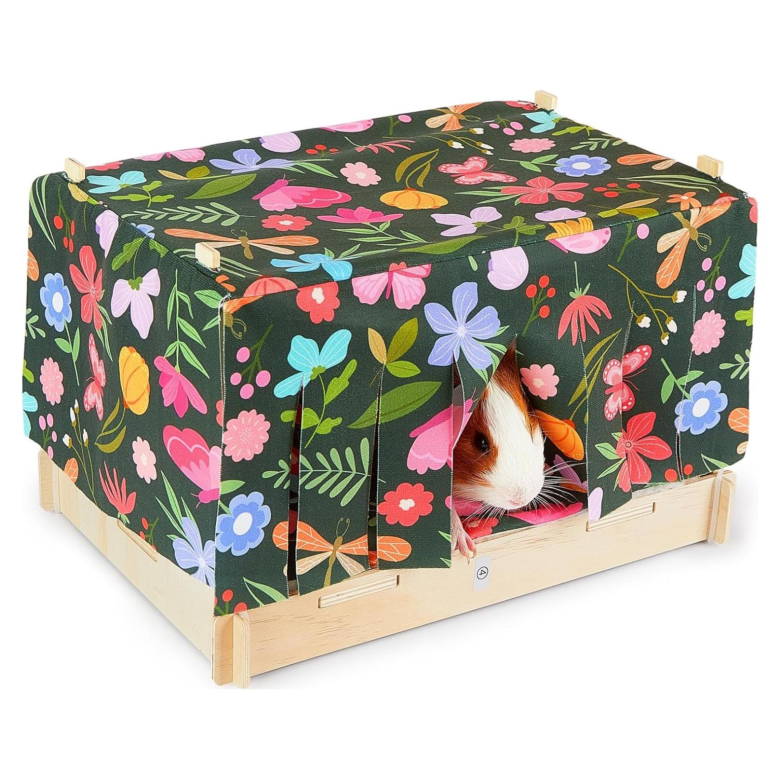 Cama para Cobayas Glittme con Cortina y Alfombrilla Impermeable