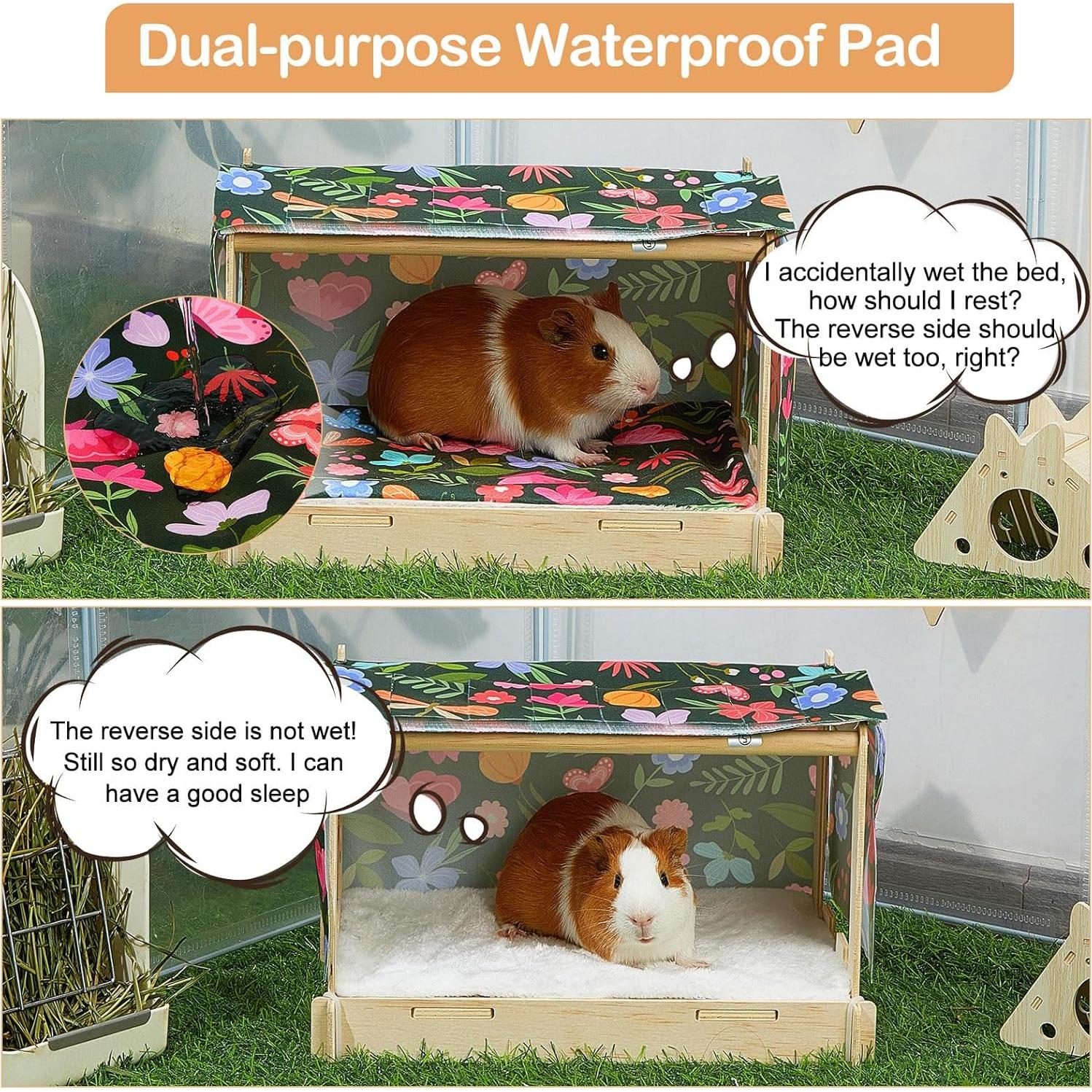 Cama para Cobayas Glittme con Cortina y Alfombrilla Impermeable