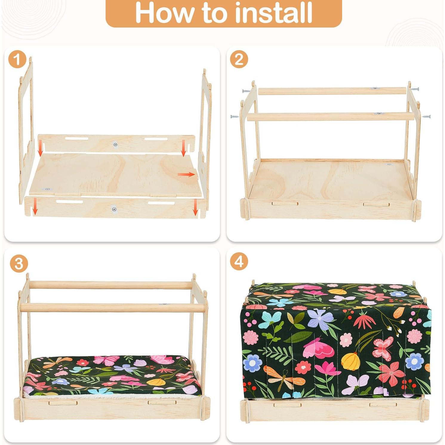 Cama para Cobayas Glittme con Cortina y Alfombrilla Impermeable