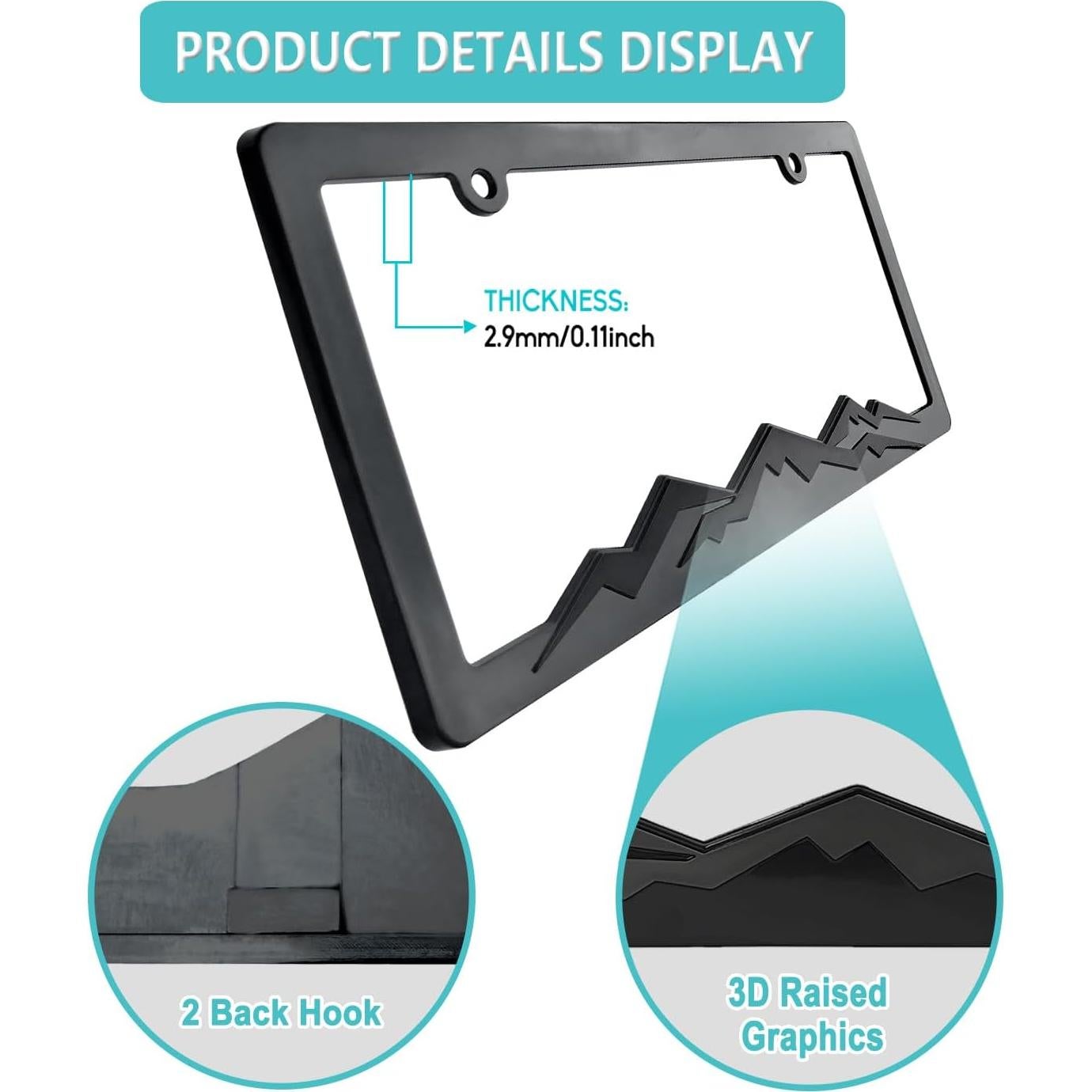 Marco de Placa de Licencia NJNYLLC Negro Universal 30.5x15.2cm