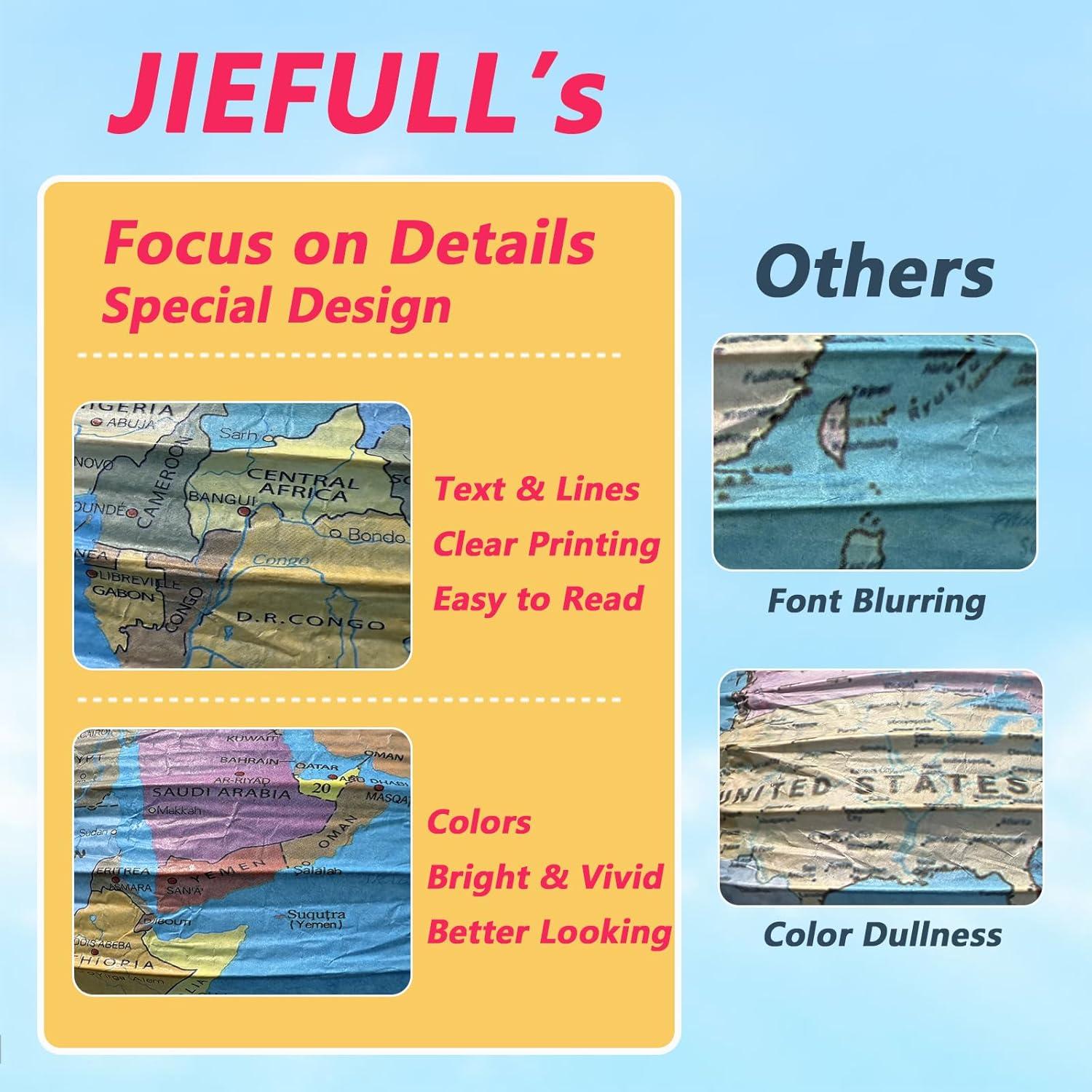 Conjunto de 10 Lámparas de Papel Mapa Mundial JIEFULL 30 cm