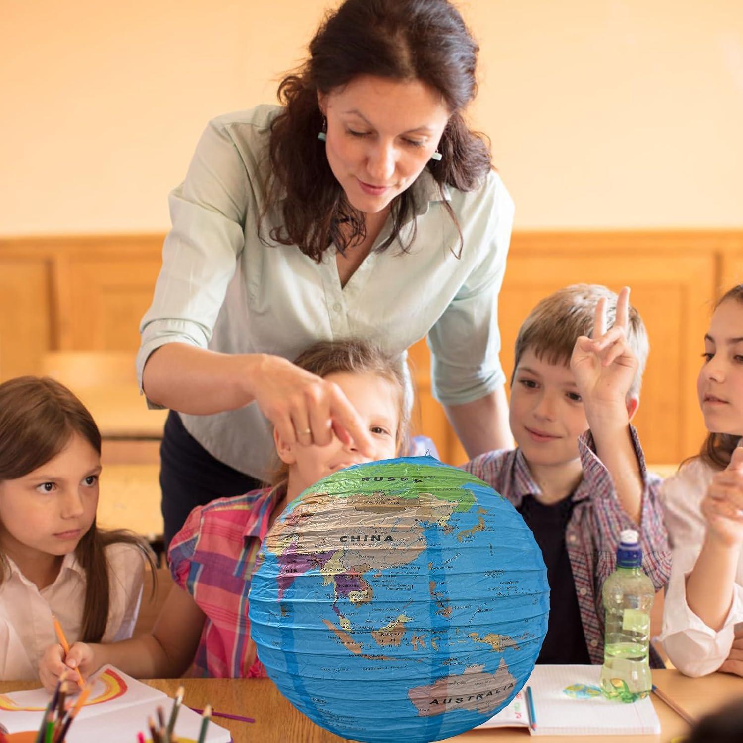 Conjunto de 10 Lámparas de Papel Mapa Mundial JIEFULL 30 cm