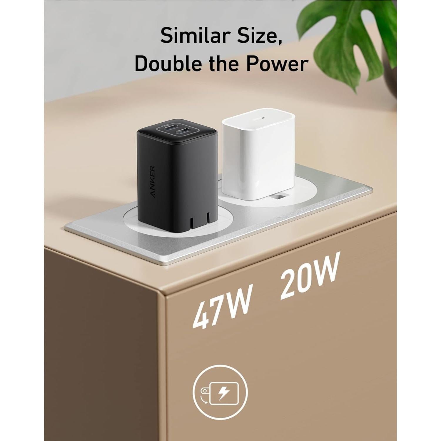 Cargador Anker Nano 3, 47W 2 Puertos USB-C Plegable Negro