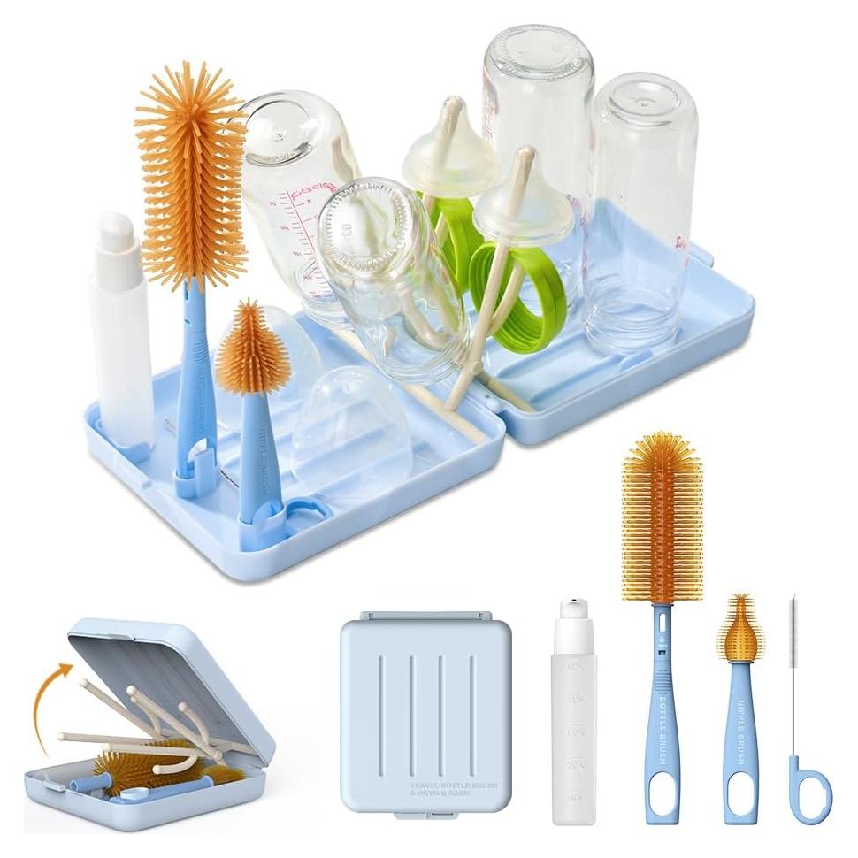 Kit de Limpieza de Botellas de Viaje VOGOGE 6 en 1 Azul