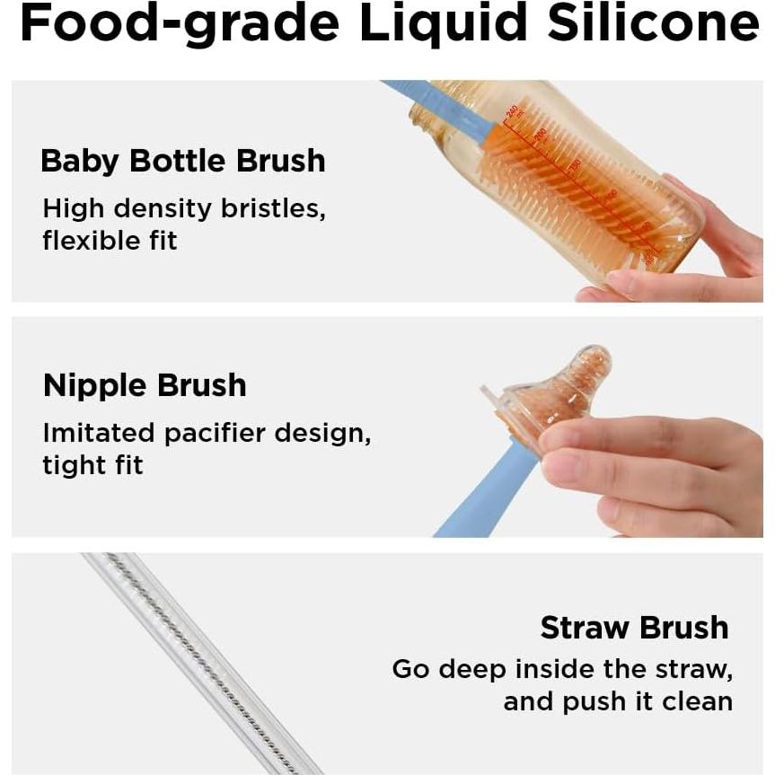 Kit de Limpieza de Botellas de Viaje VOGOGE 6 en 1 Azul