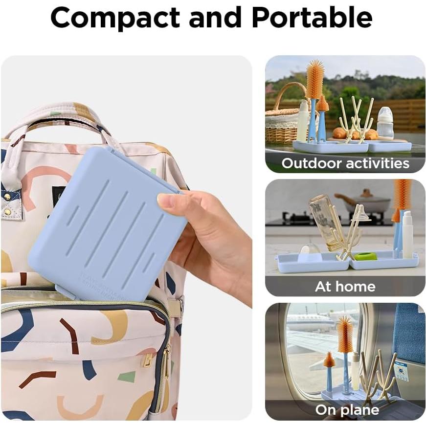 Kit de Limpieza de Botellas de Viaje VOGOGE 6 en 1 Azul