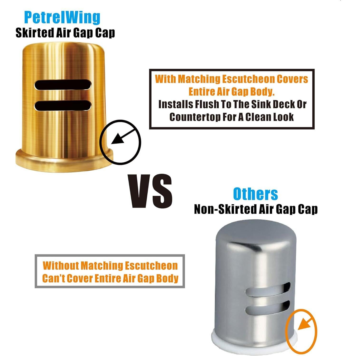 Tapa de aire dorada cepillada PetrelWing para lavavajillas