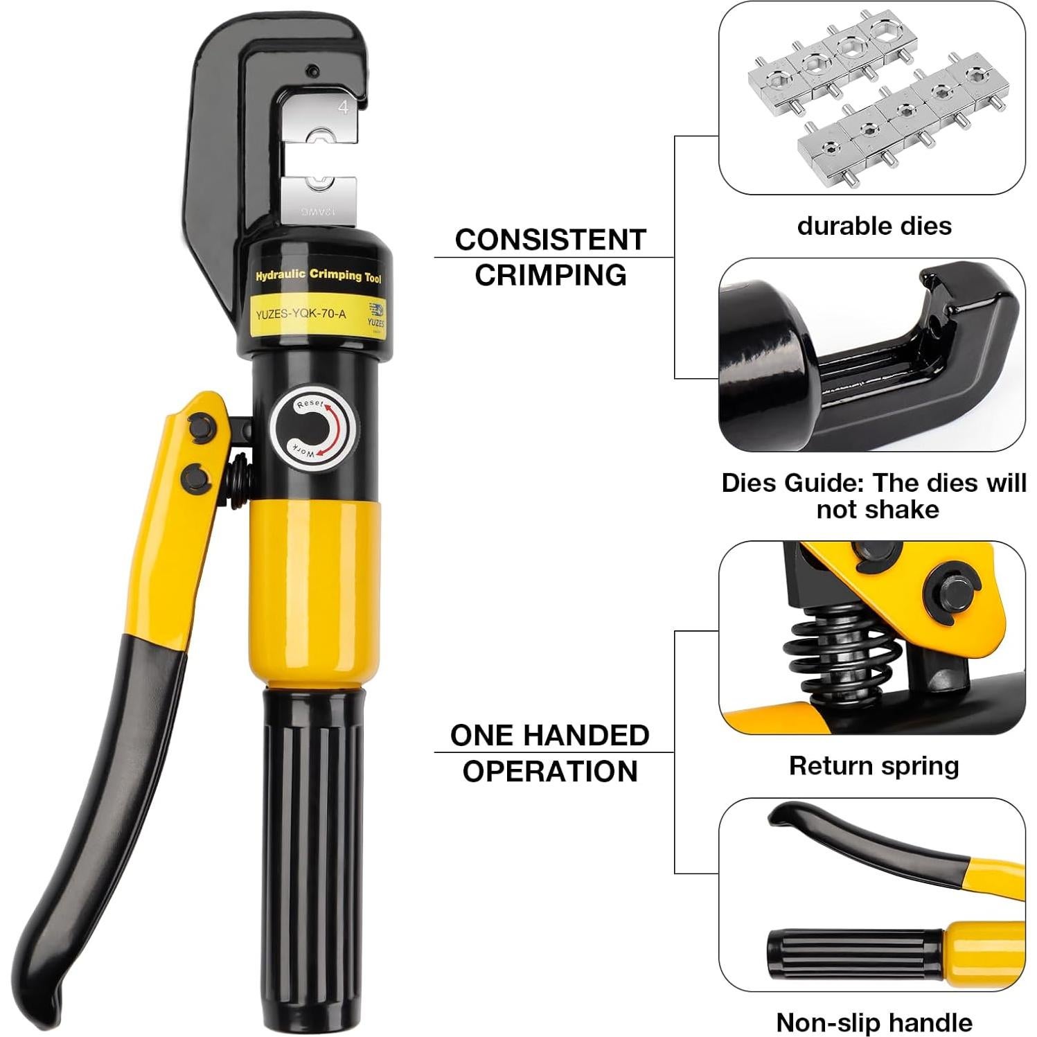 Crimpadora Hidráulica YUZES 10 Toneladas con 9 Matrices