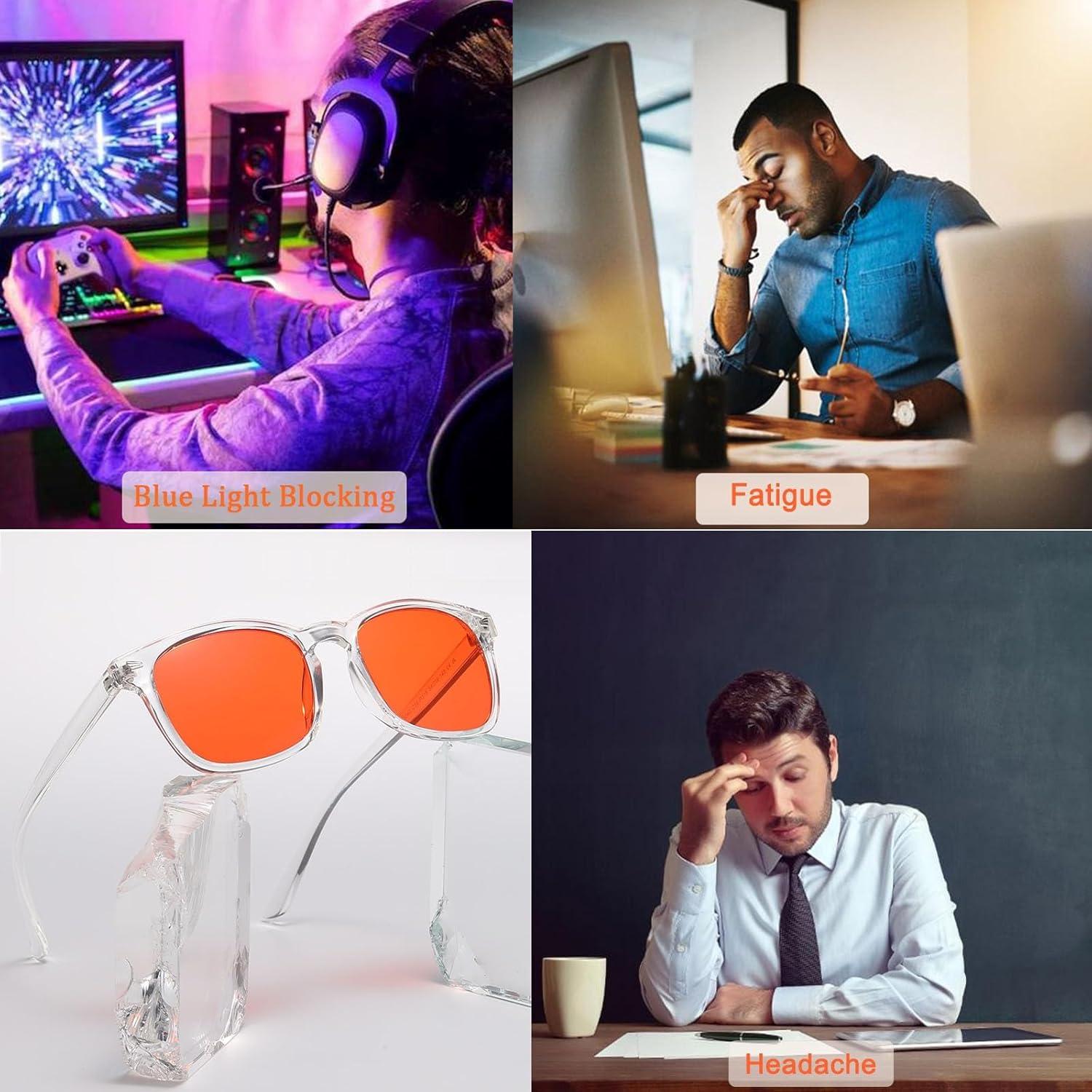 Gafas Anti Luz Azul Naranja Claro para Mujeres y Hombres