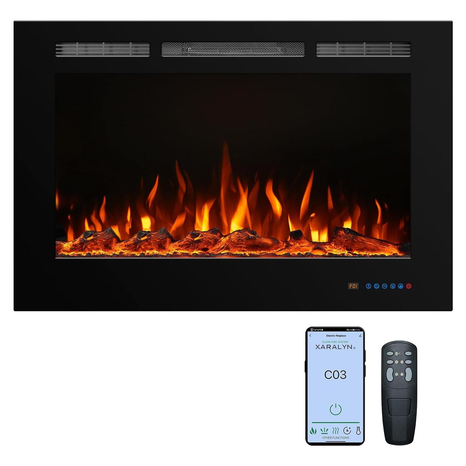 Chimenea Eléctrica Inteligente Benrocks 91.4 cm Control Remoto