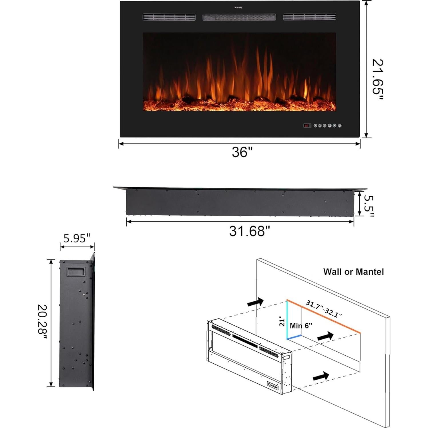 Chimenea Eléctrica Inteligente Benrocks 91.4 cm Control Remoto