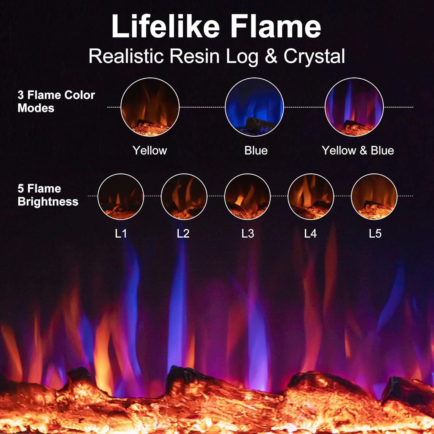 Chimenea Eléctrica Inteligente Benrocks 91.4 cm Control Remoto