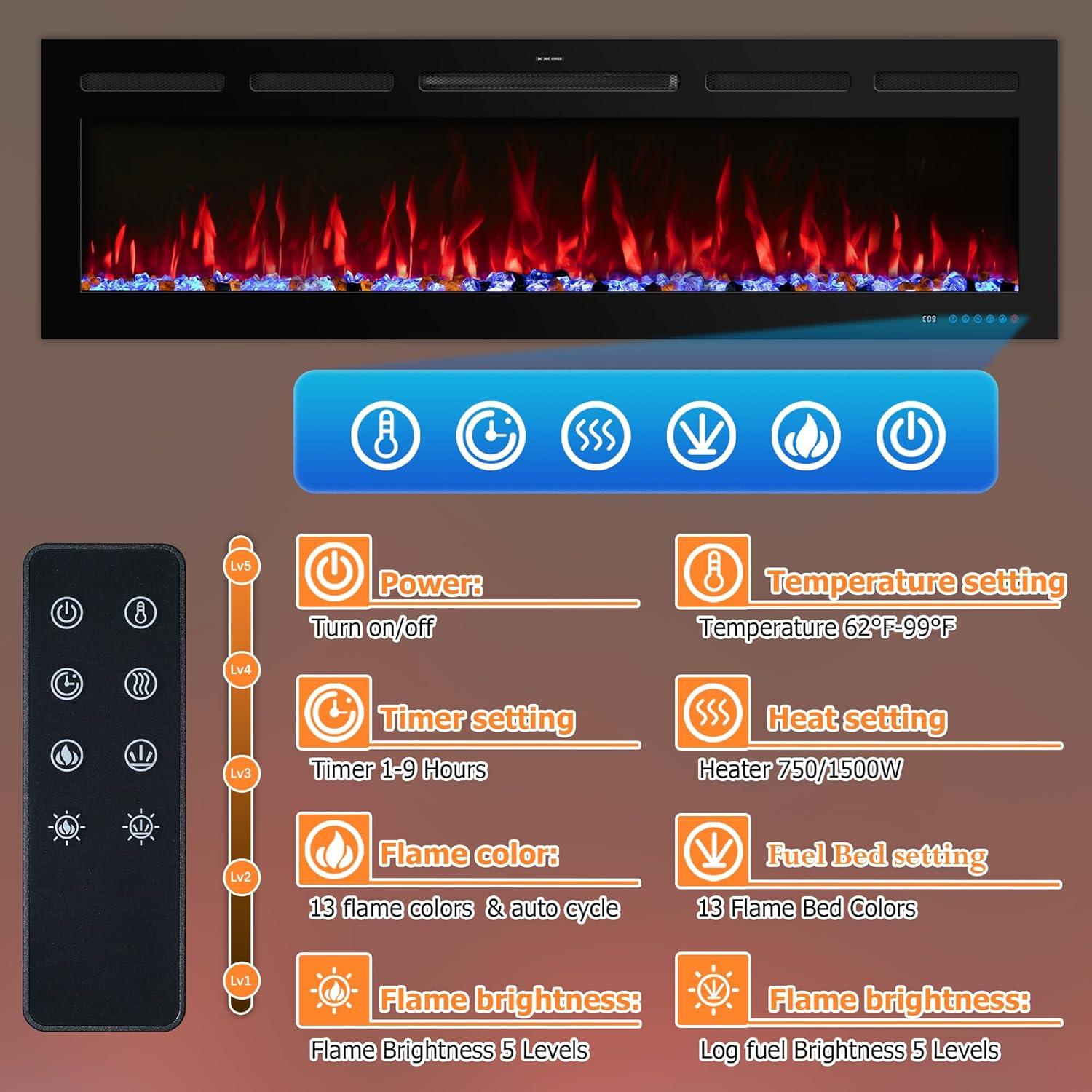 Chimenea Eléctrica WiFi Velaychimney 83.82 cm 1500W Control APP