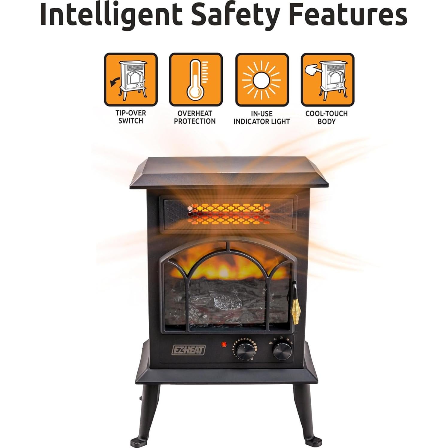 Calefactor Eléctrico EZ-HEAT 1500W con Efecto Llama 3D