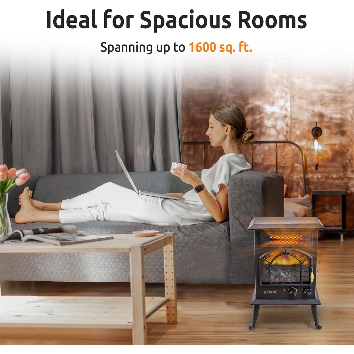 Calefactor Eléctrico EZ-HEAT 1500W con Efecto Llama 3D